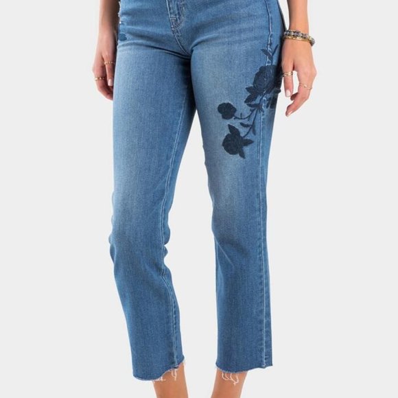 NWT Harper Heritage Floral Embroidered Straight Jeans Sz 27 - Picture 1 of 13